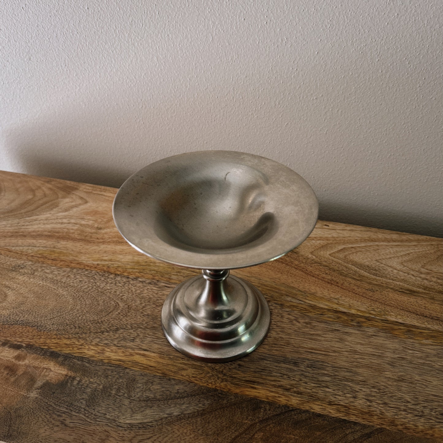 vintage metal pedestal dish