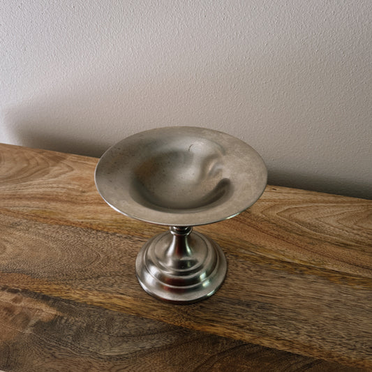 vintage metal pedestal dish