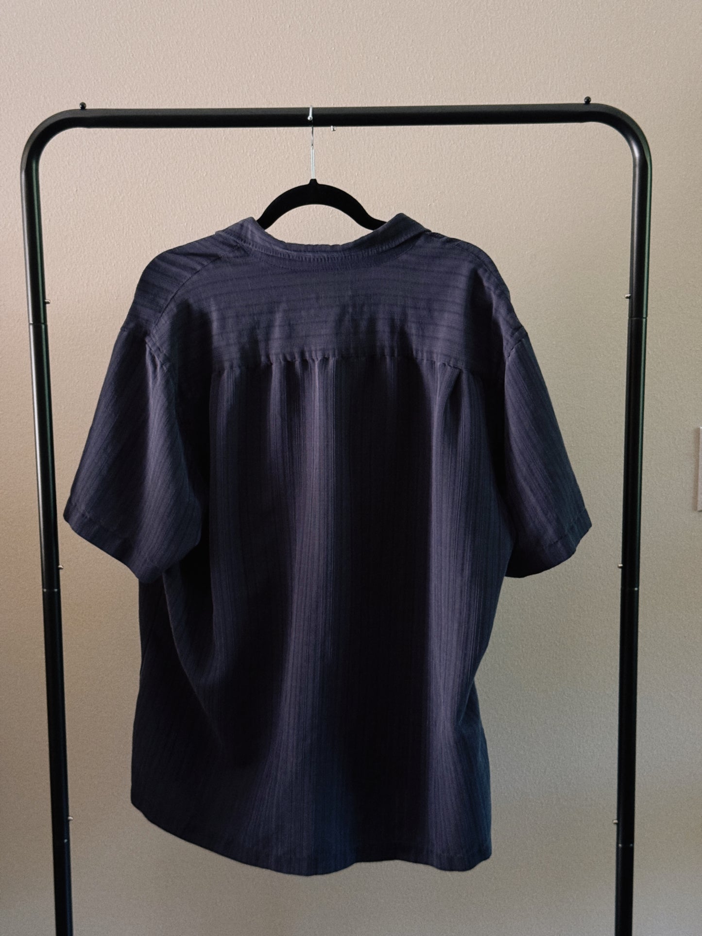 blue short sleeve button down shirt