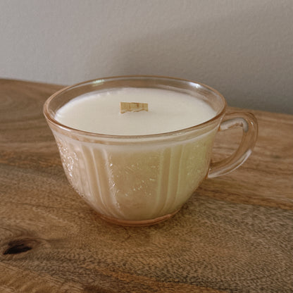 vintage pink mug candle