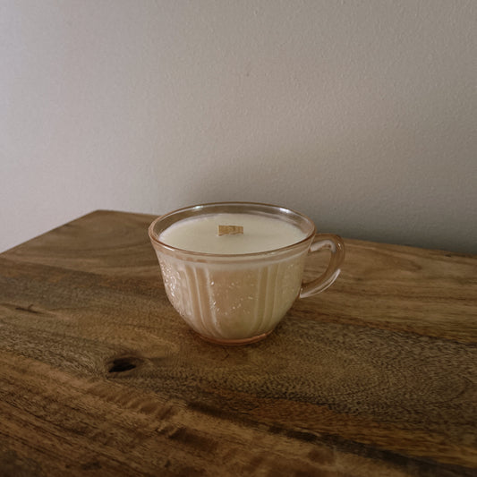 vintage pink mug candle