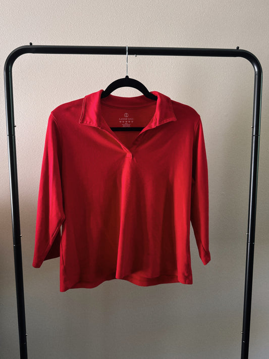 red quarter sleeve top