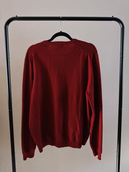 red wool sweater