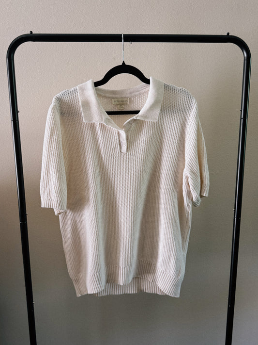 cream short sleeve sweater