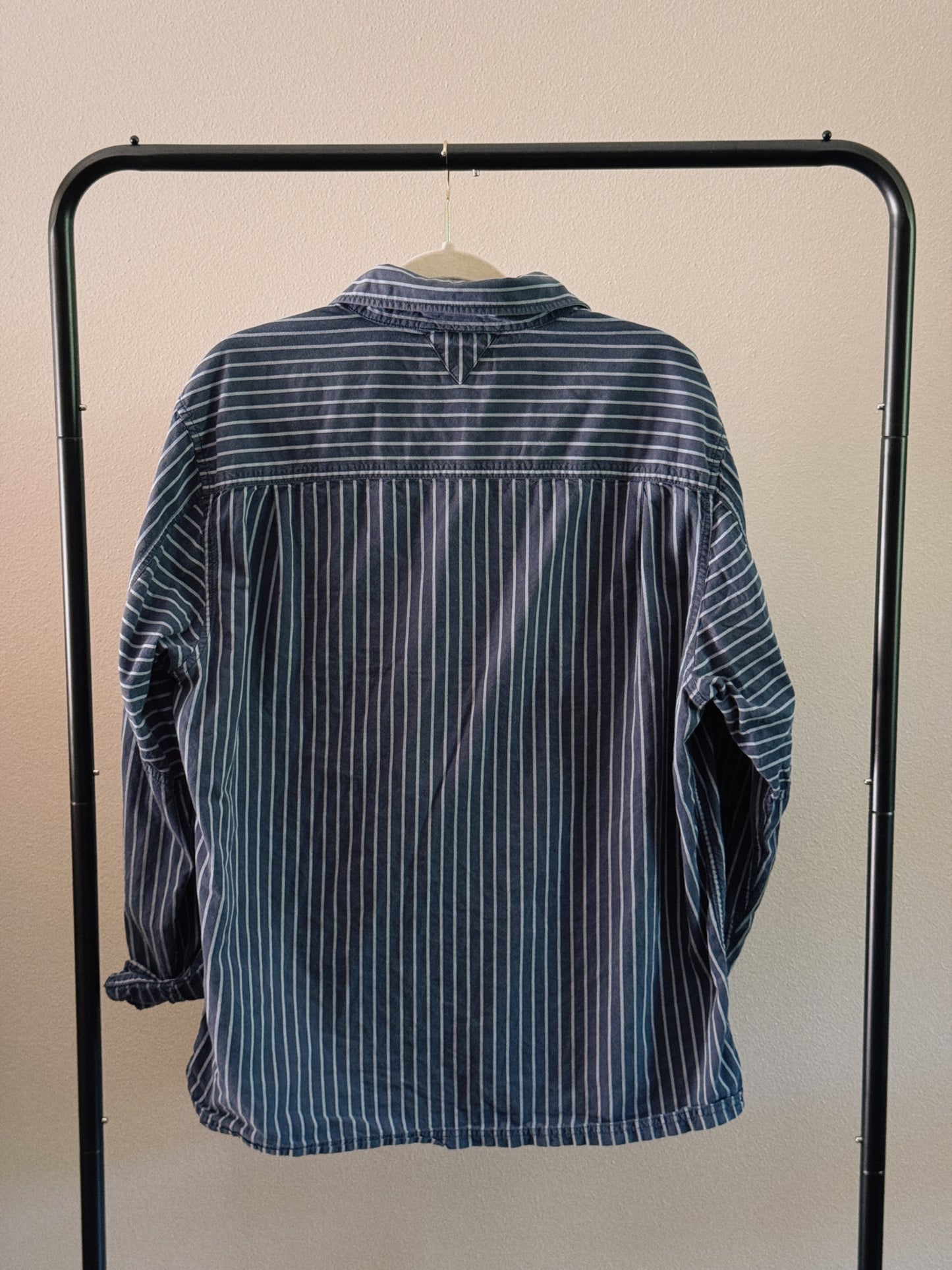 blue striped button down