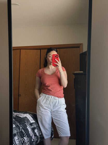 white cotton capri