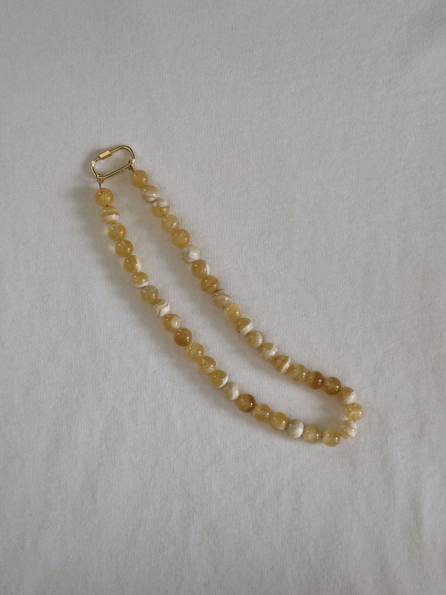 yellow honey beaded carabiner necklace