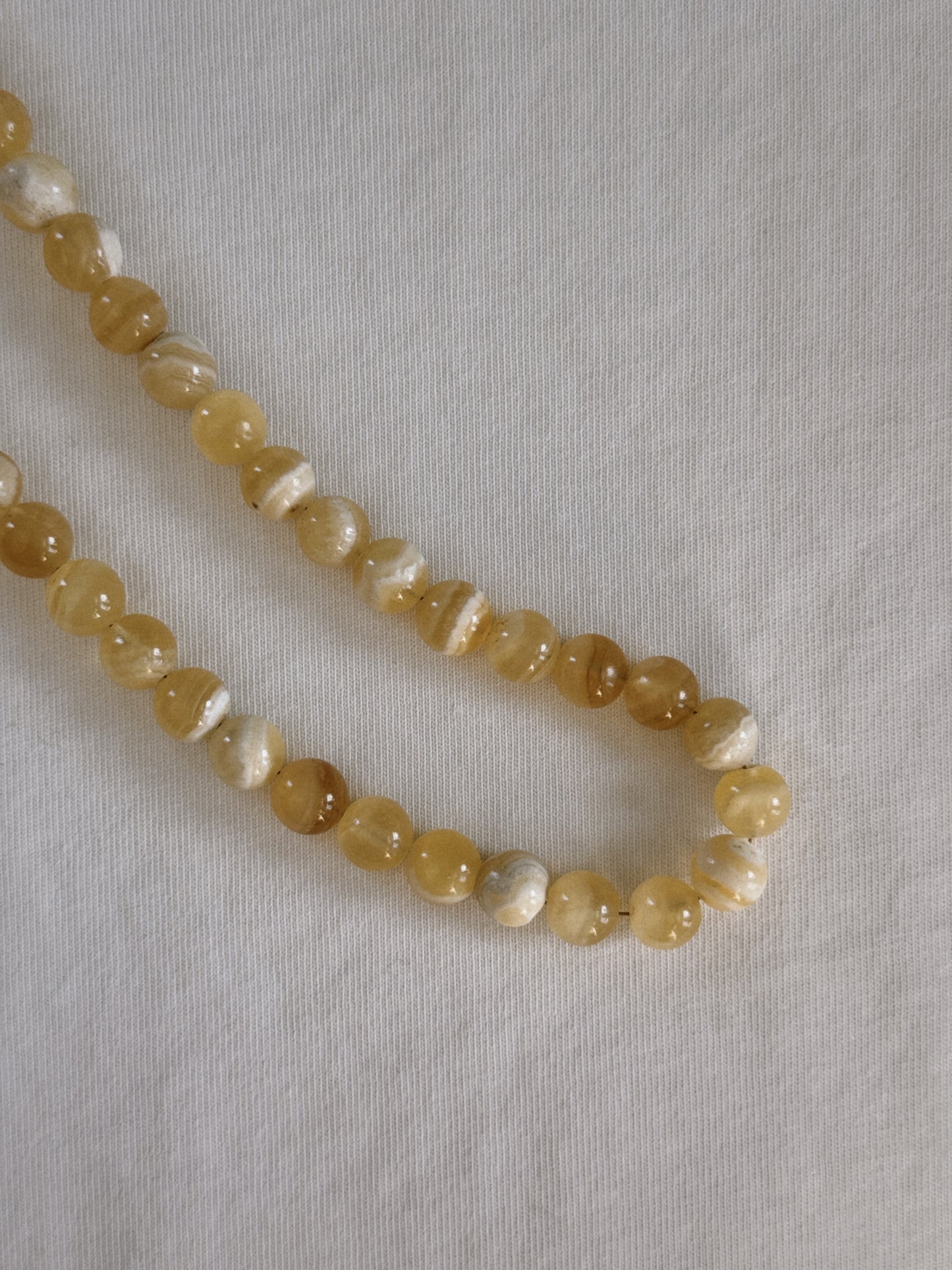 yellow honey beaded carabiner necklace