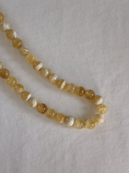 yellow honey beaded carabiner necklace