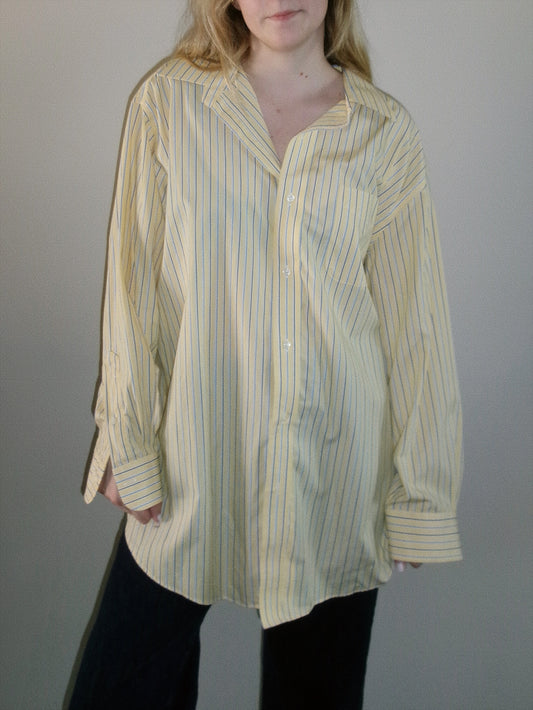 ralph lauren yellow button down with blue stripes