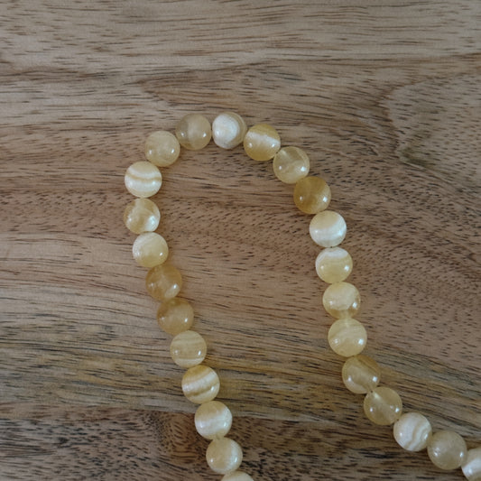 yellow glass beaded necklace with 18k gold filled carabiner